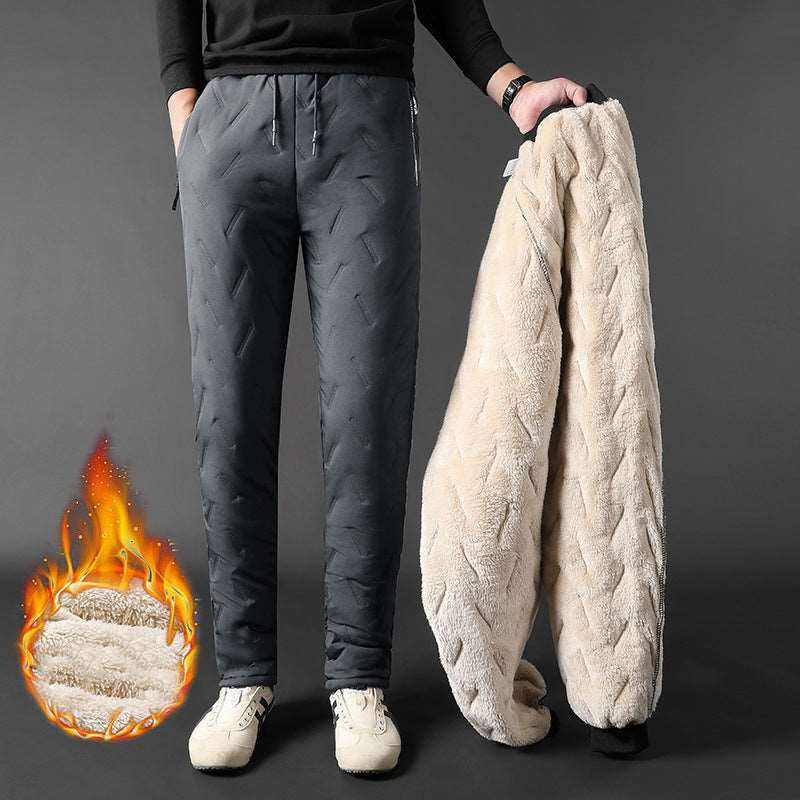 Winter Thick Velvet Joggers with Zip Pocket for Men