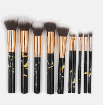 10-Piece Marble Makeup Brushes Set: Professional Synthetic Brushes