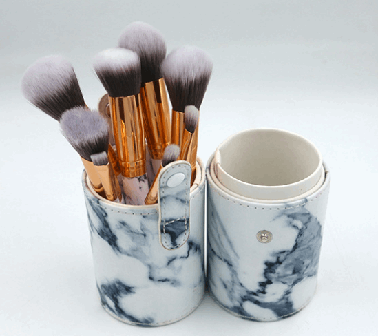 10-Piece Marble Makeup Brushes Set: Professional Synthetic Brushes