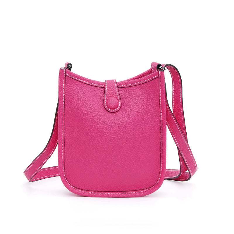 Women Litchi Stria Crossbody Bag