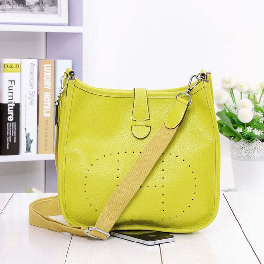 Women Litchi Stria Crossbody Bag