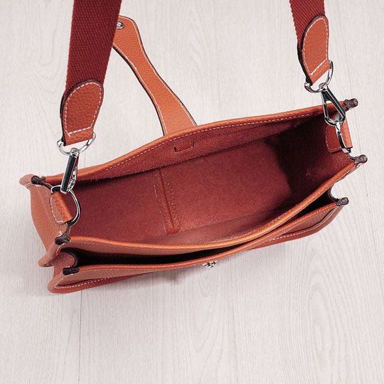 Women Litchi Stria Crossbody Bag