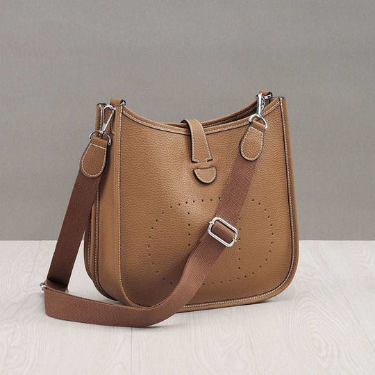 Women Litchi Stria Crossbody Bag