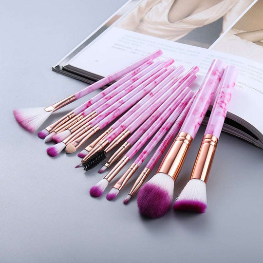 10-Piece Marble Makeup Brushes Set: Professional Synthetic Brushes