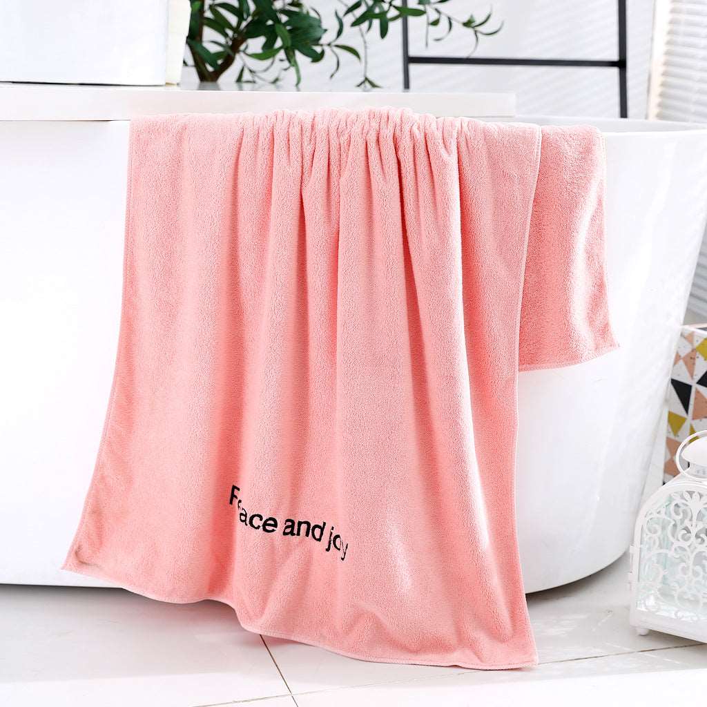 Coral Fleece Bath Towel Embroidery