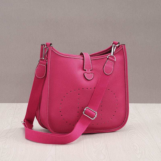 Women Litchi Stria Crossbody Bag